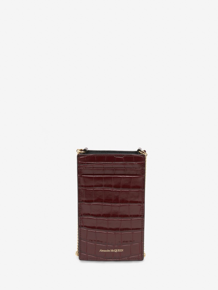 Women's Skull Phone Case With Chain Fashion Alexander McQueen Burgundy