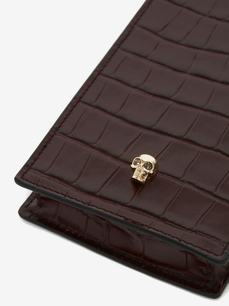 Women's Skull Phone Case With Chain Fashion Alexander McQueen Burgundy
