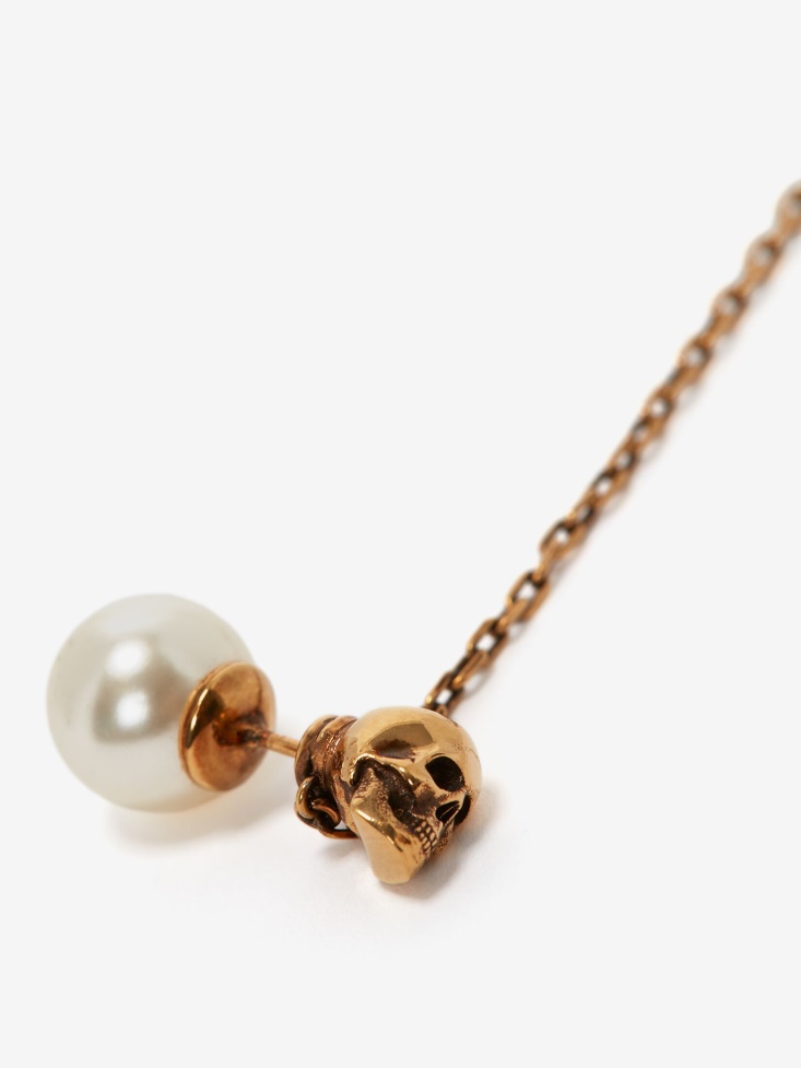 Antique Gold Fashion Alexander McQueen Women's Pearl Skull Ear Cuff