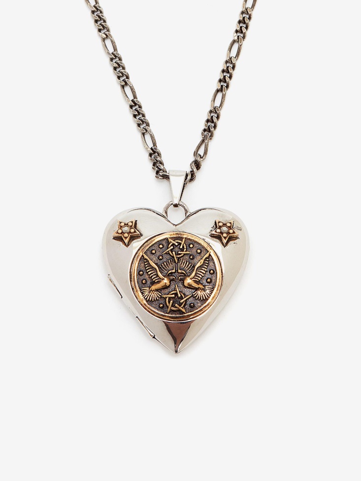 Fashion Alexander McQueen Antique Silver Women's Long Necklace With Heart Pendant