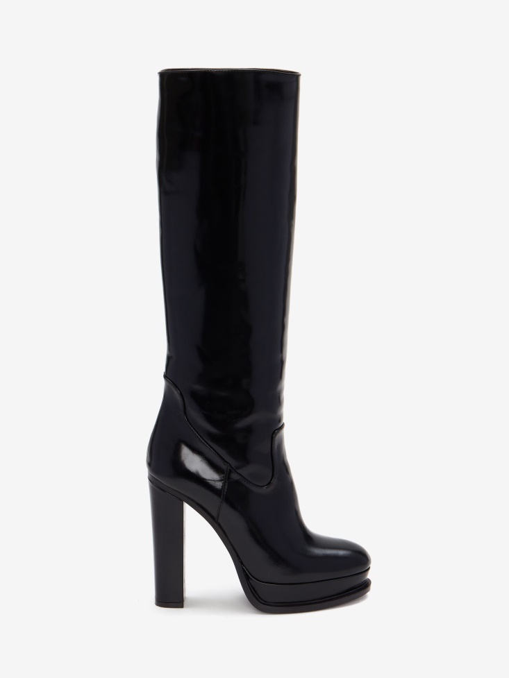 Fashion Alexander McQueen Women's Platform Knee-High Boot Black
