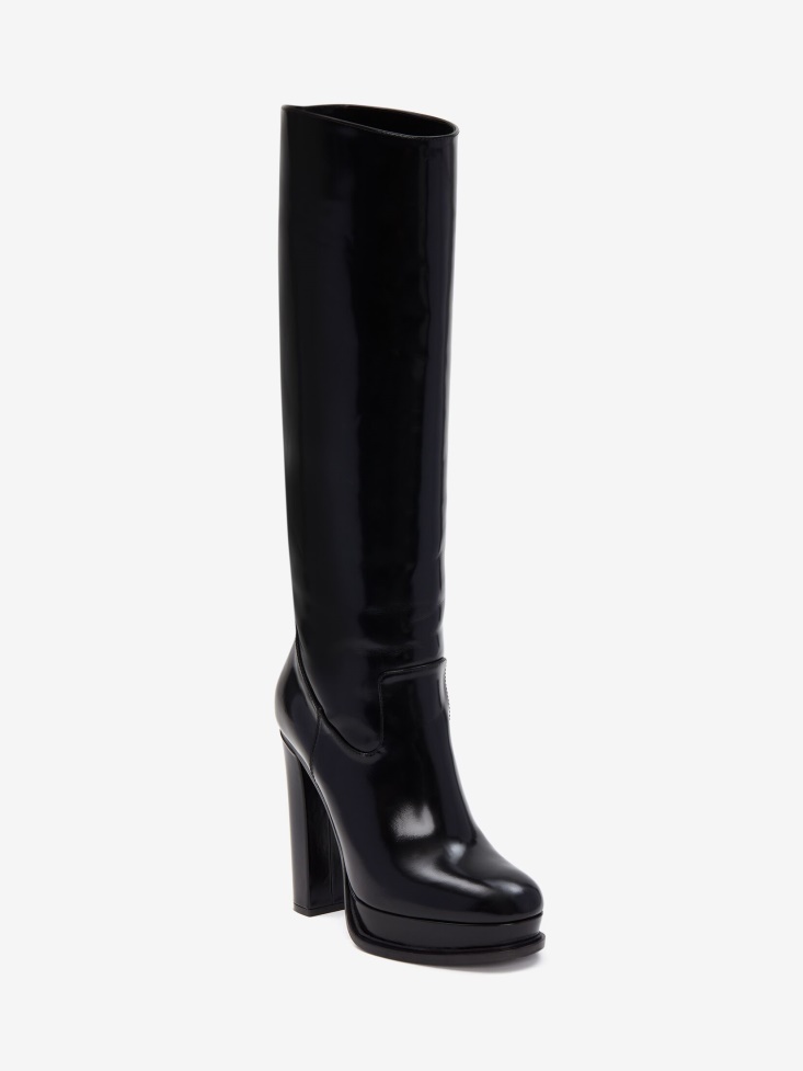 Fashion Alexander McQueen Women's Platform Knee-High Boot Black