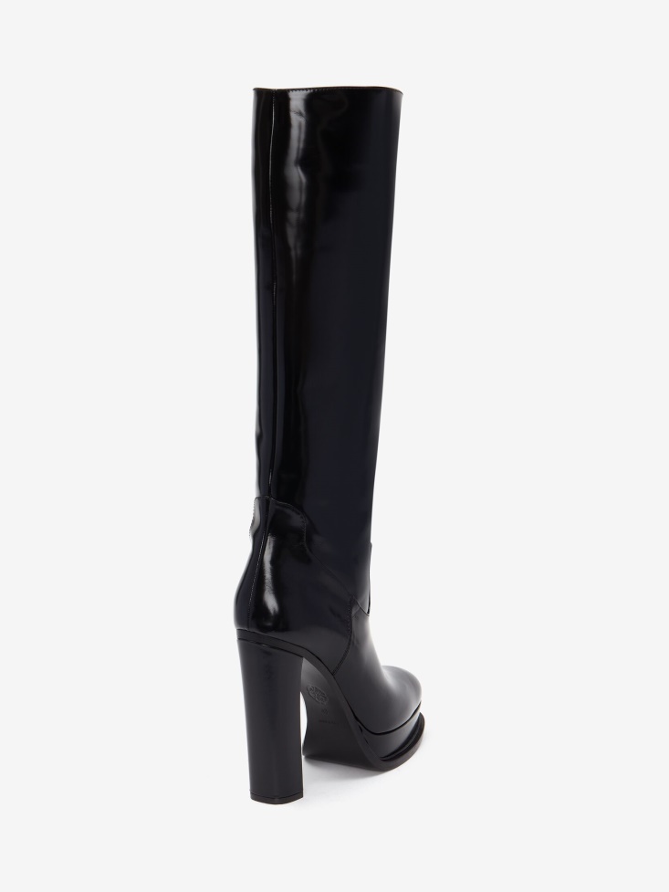 Fashion Alexander McQueen Women's Platform Knee-High Boot Black