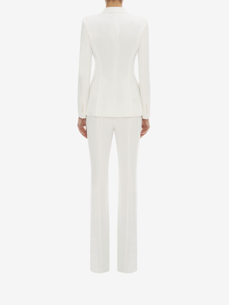 Women's Peak Shoulder Leaf Crepe Jacket Light Ivory Fashion Alexander McQueen