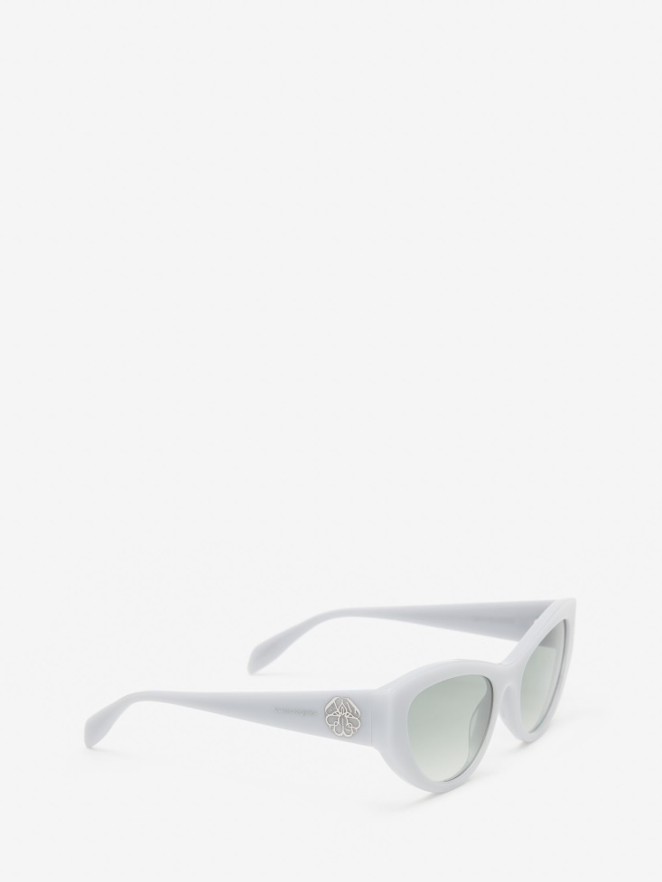Opal Light Blue Women's Seal Logo Cat-Eye Sunglasses Fashion Alexander McQueen
