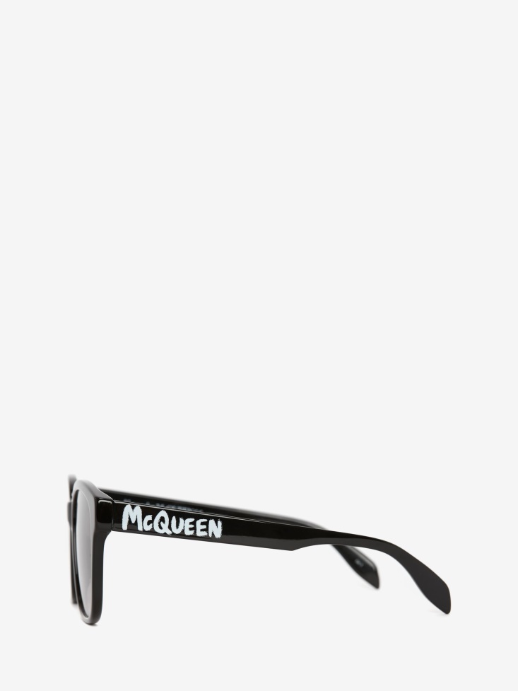 Fashion Alexander McQueen Black/White Women's in Graffiti Square Sunglasses