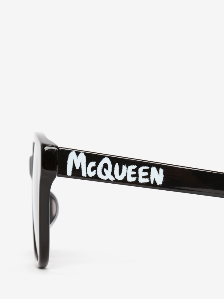 Fashion Alexander McQueen Black/White Women's in Graffiti Square Sunglasses