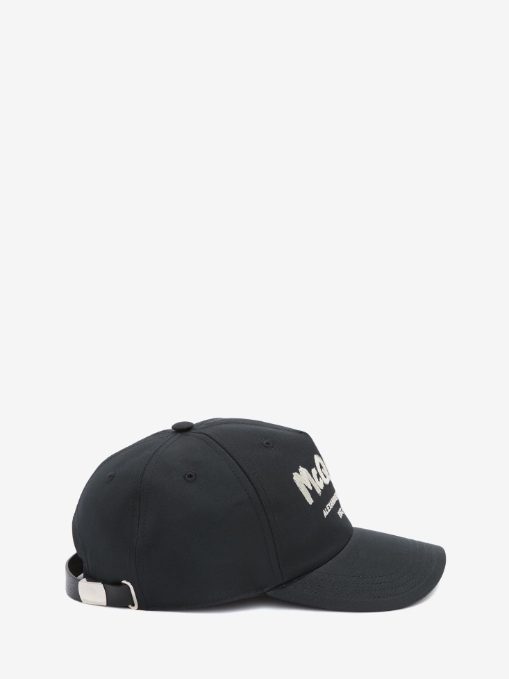 Men's in Graffiti Baseball Cap Black/Ivory Fashion Alexander McQueen
