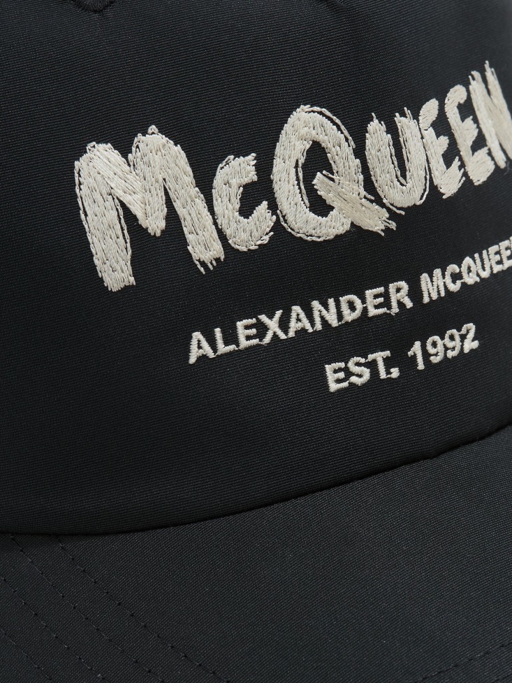Men's in Graffiti Baseball Cap Black/Ivory Fashion Alexander McQueen
