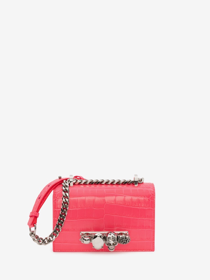 Women's Mini Jewelled Satchel Fashion Alexander McQueen Neon Pink