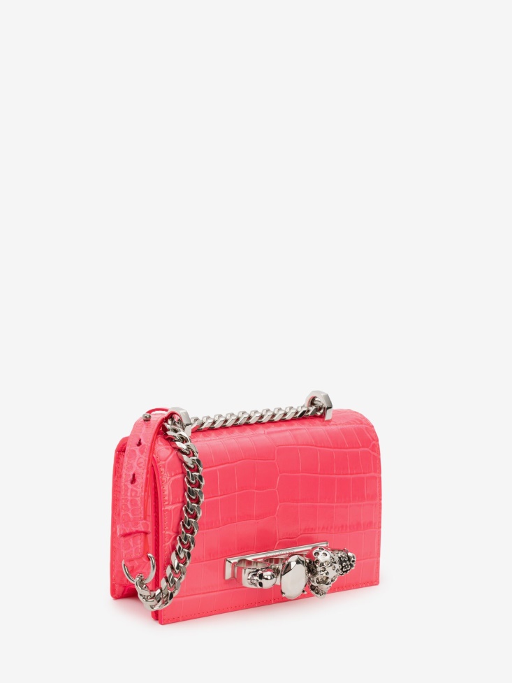 Women's Mini Jewelled Satchel Fashion Alexander McQueen Neon Pink