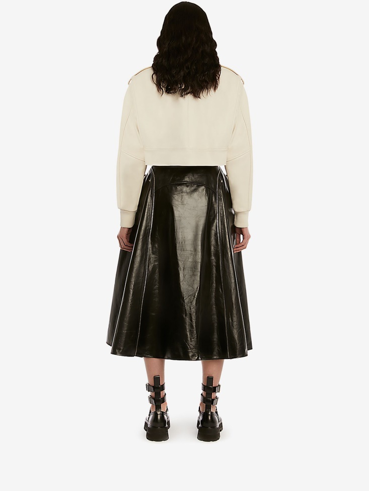 Ivory Fashion Alexander McQueen Women's Leather Cropped Aviator Jacket