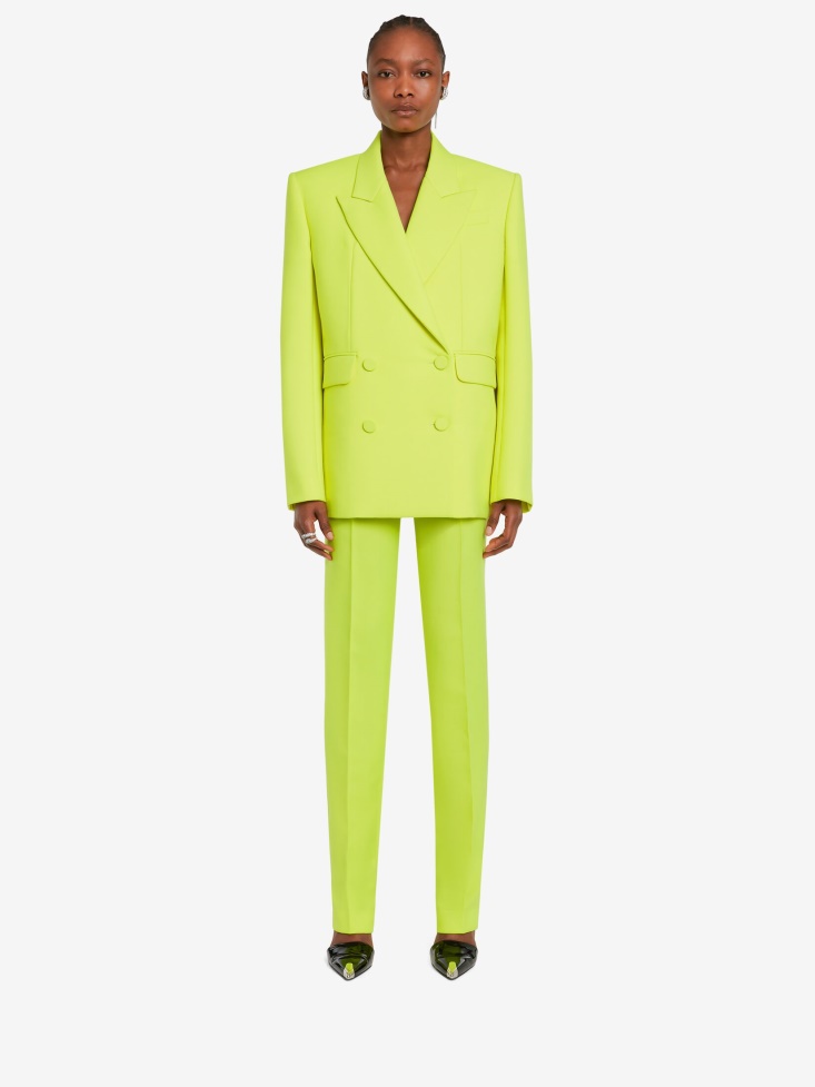Fashion Alexander McQueen Acid Yellow Women's Long Cigarette Trousers