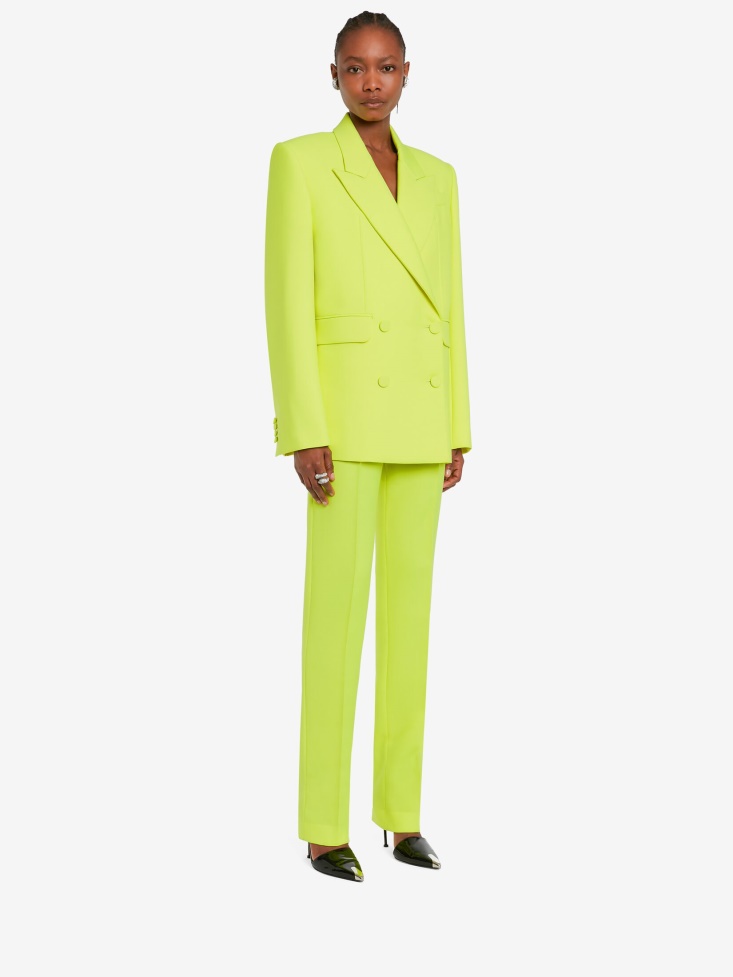 Fashion Alexander McQueen Acid Yellow Women's Long Cigarette Trousers