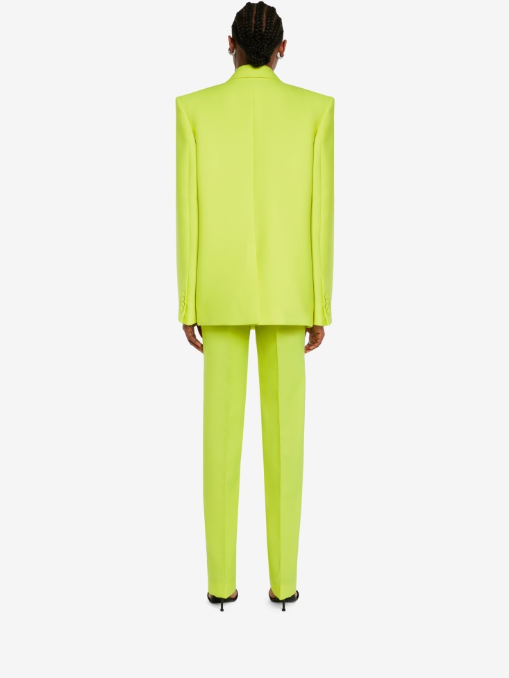 Fashion Alexander McQueen Acid Yellow Women's Long Cigarette Trousers