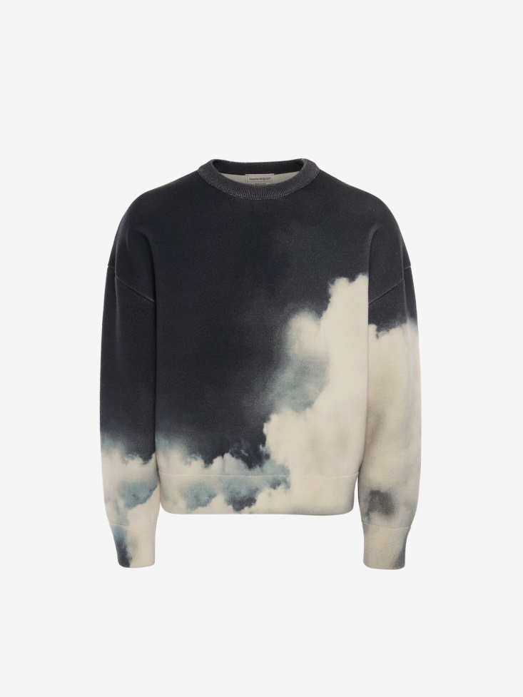 Fashion Alexander McQueen Men's Storm Sky Sweatshirt Ink/Ivory