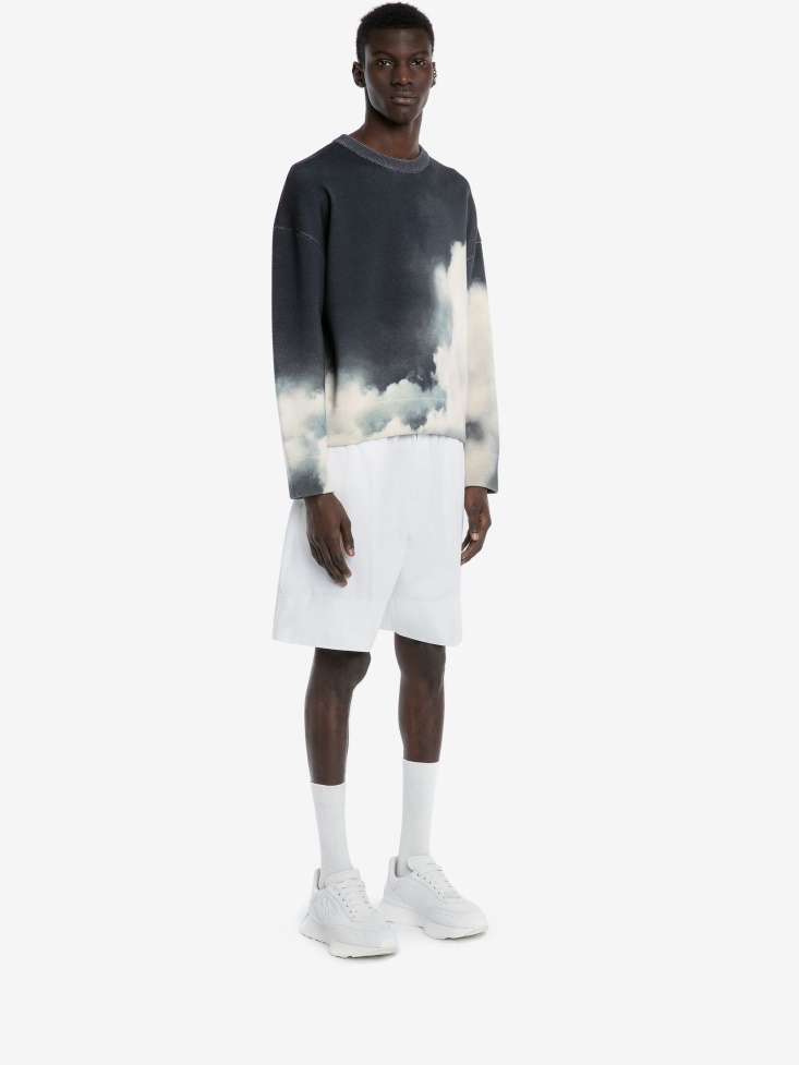 Fashion Alexander McQueen Men's Storm Sky Sweatshirt Ink/Ivory