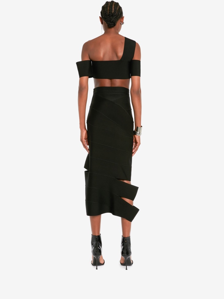 Fashion Alexander McQueen Black Women's One-Shoulder Bandage Knit Top