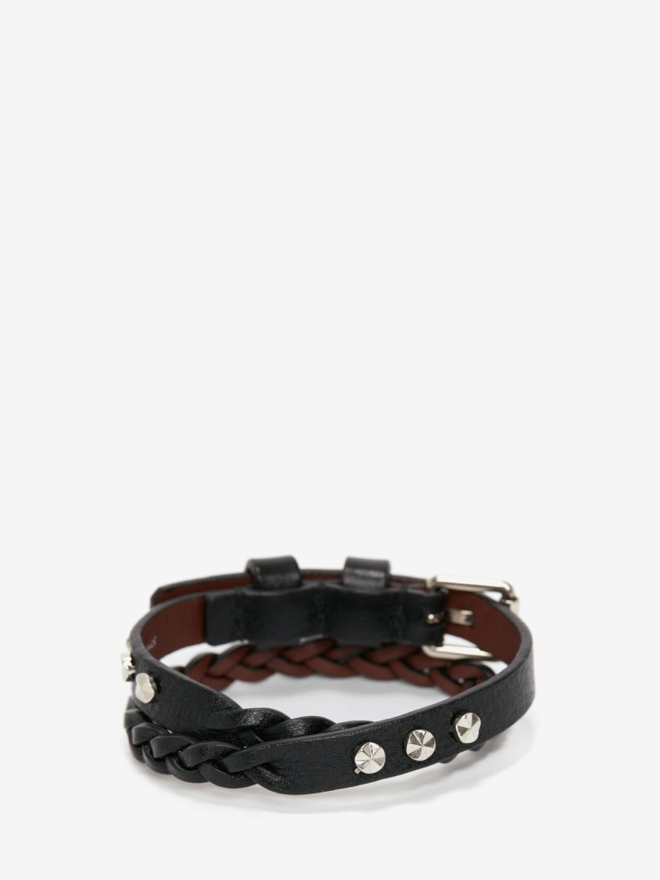 Black Fashion Alexander McQueen Men's Skull Double-Wrap Bracelet