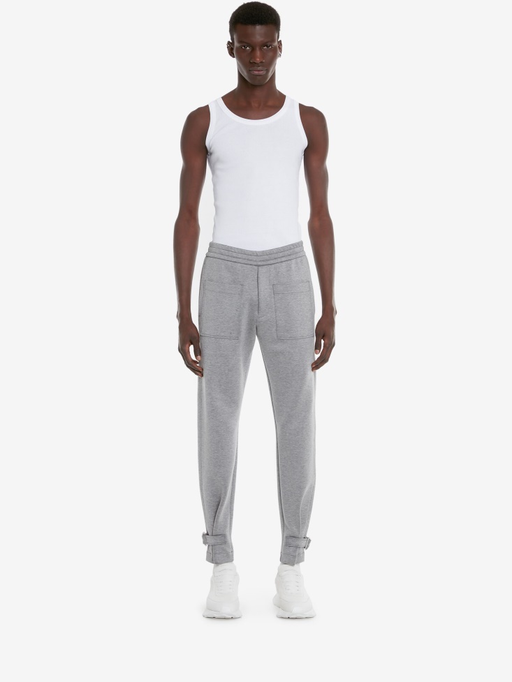 Fashion Alexander McQueen Men's Double Jersey Joggers Pale Grey