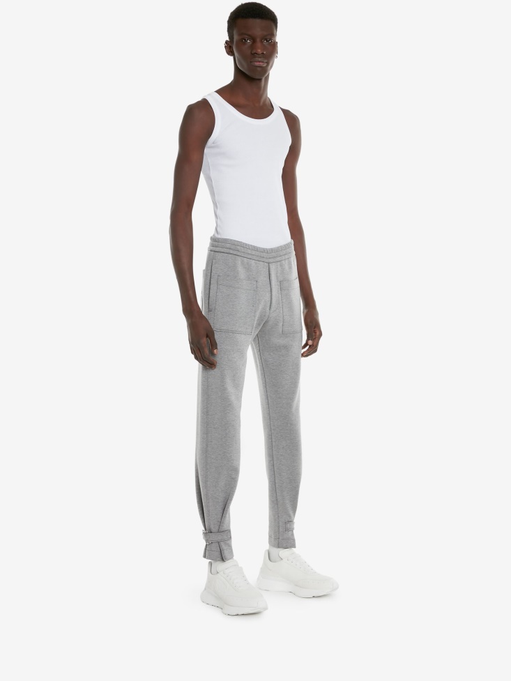 Fashion Alexander McQueen Men's Double Jersey Joggers Pale Grey