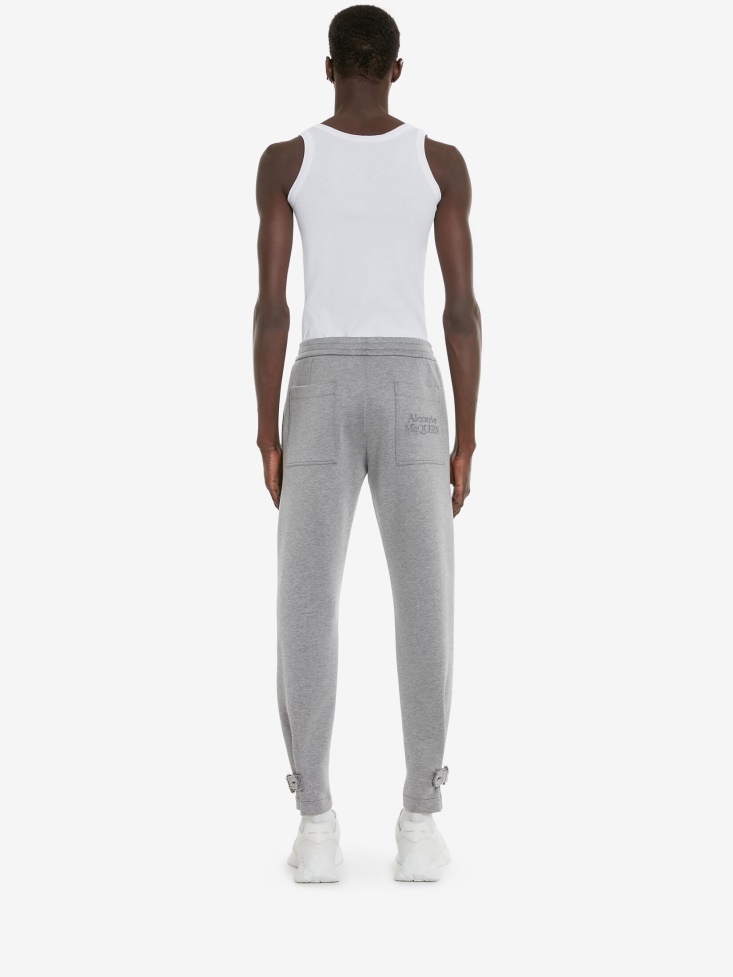 Fashion Alexander McQueen Men's Double Jersey Joggers Pale Grey