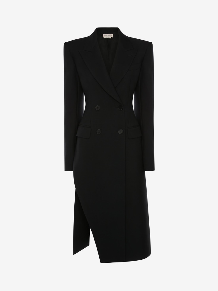 Women's Slashed Double-Breasted Tailored Coat Black Fashion Alexander McQueen