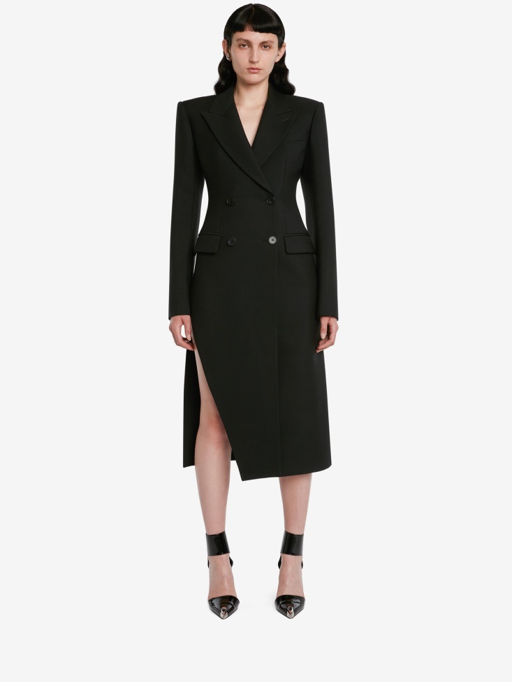 Women's Slashed Double-Breasted Tailored Coat Black Fashion Alexander McQueen