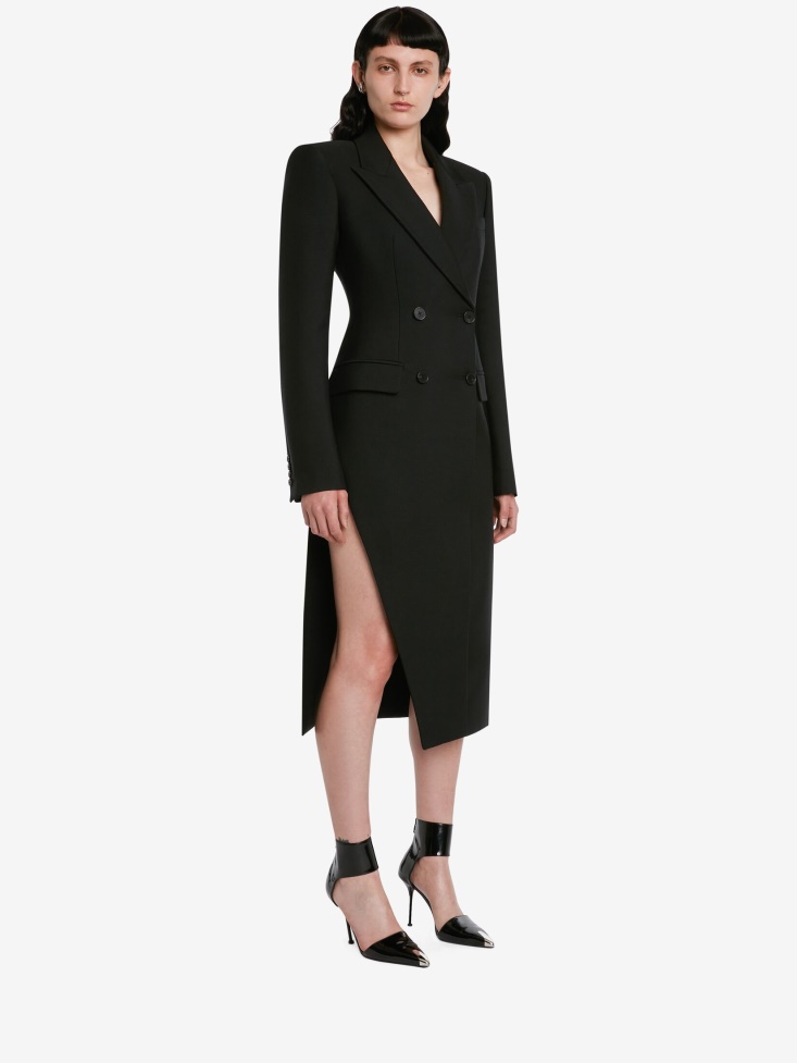 Women's Slashed Double-Breasted Tailored Coat Black Fashion Alexander McQueen