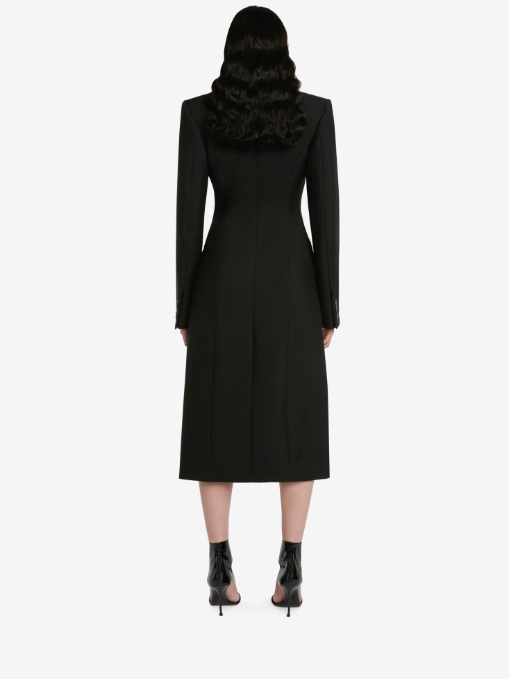 Women's Slashed Double-Breasted Tailored Coat Black Fashion Alexander McQueen