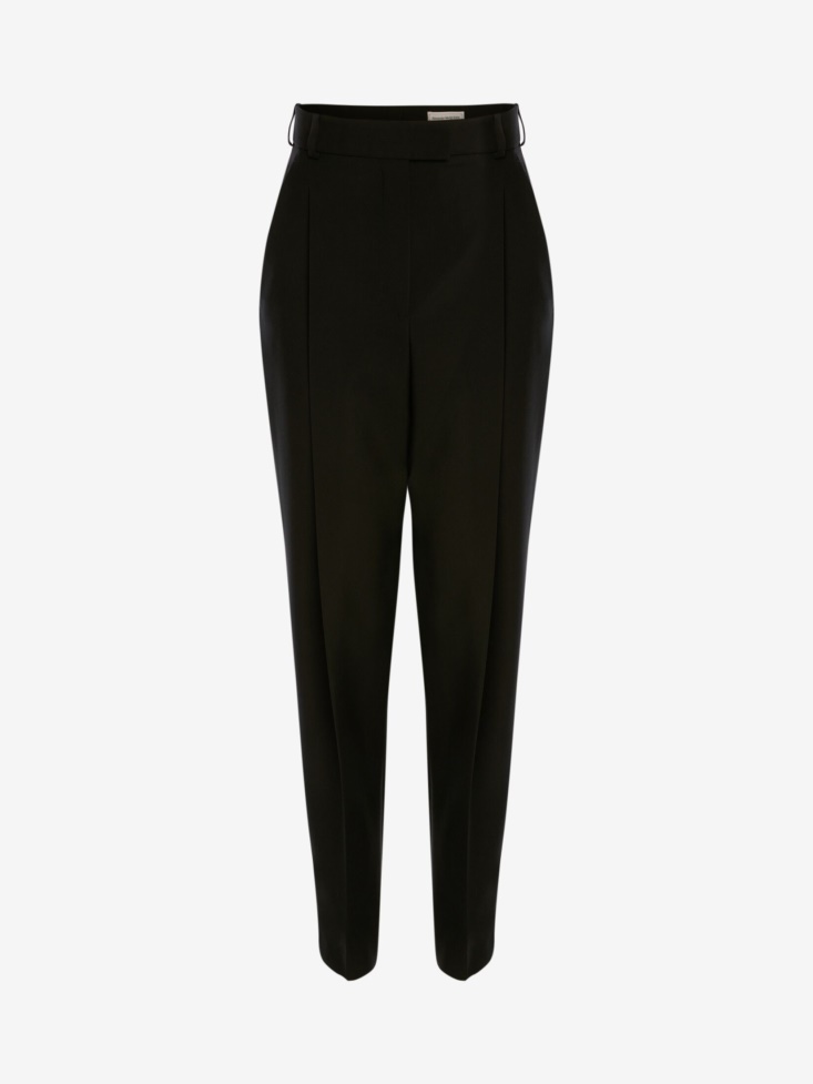 Black Women's Sartorial Wool Pleated Trouser Fashion Alexander McQueen