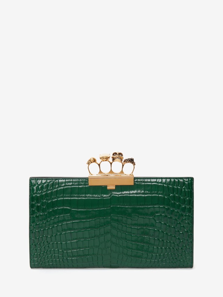 Fashion Alexander McQueen Emerald Women's Jewelled Flat Pouch