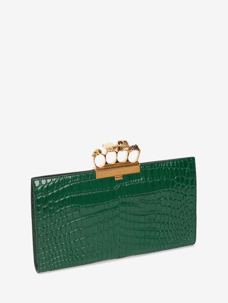 Fashion Alexander McQueen Emerald Women's Jewelled Flat Pouch