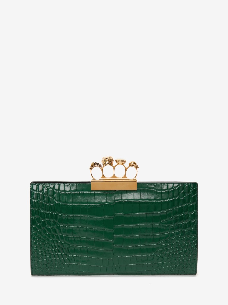 Fashion Alexander McQueen Emerald Women's Jewelled Flat Pouch