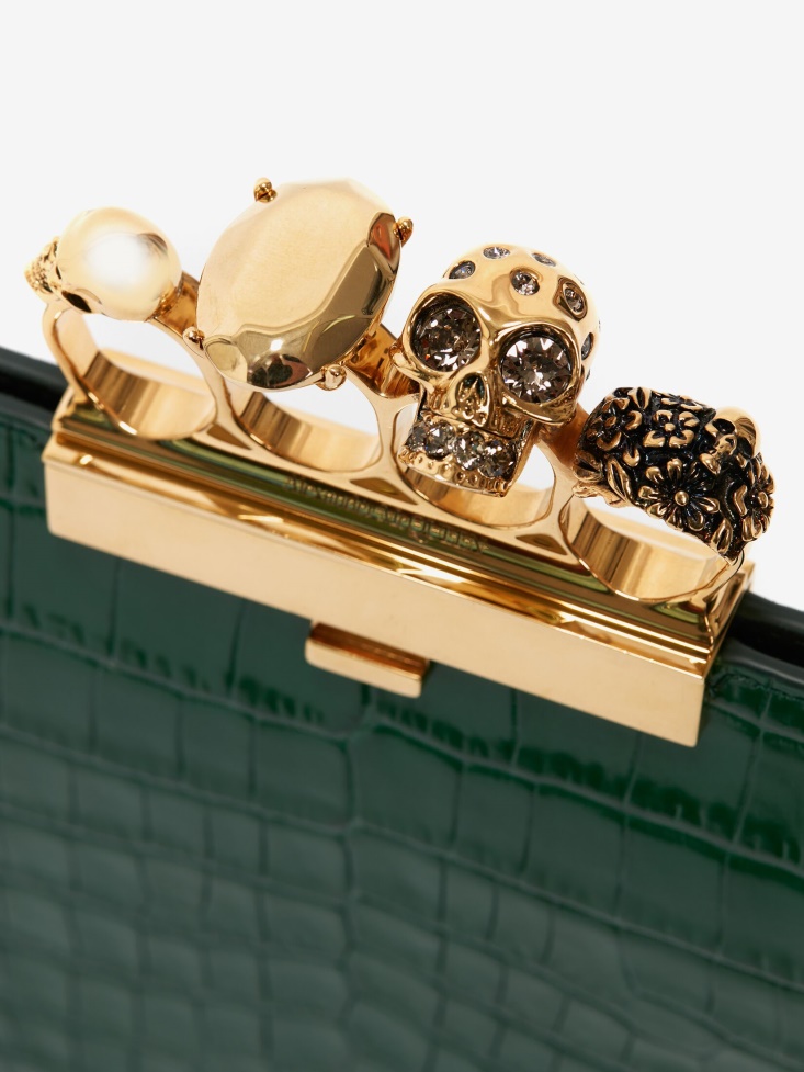 Fashion Alexander McQueen Emerald Women's Jewelled Flat Pouch