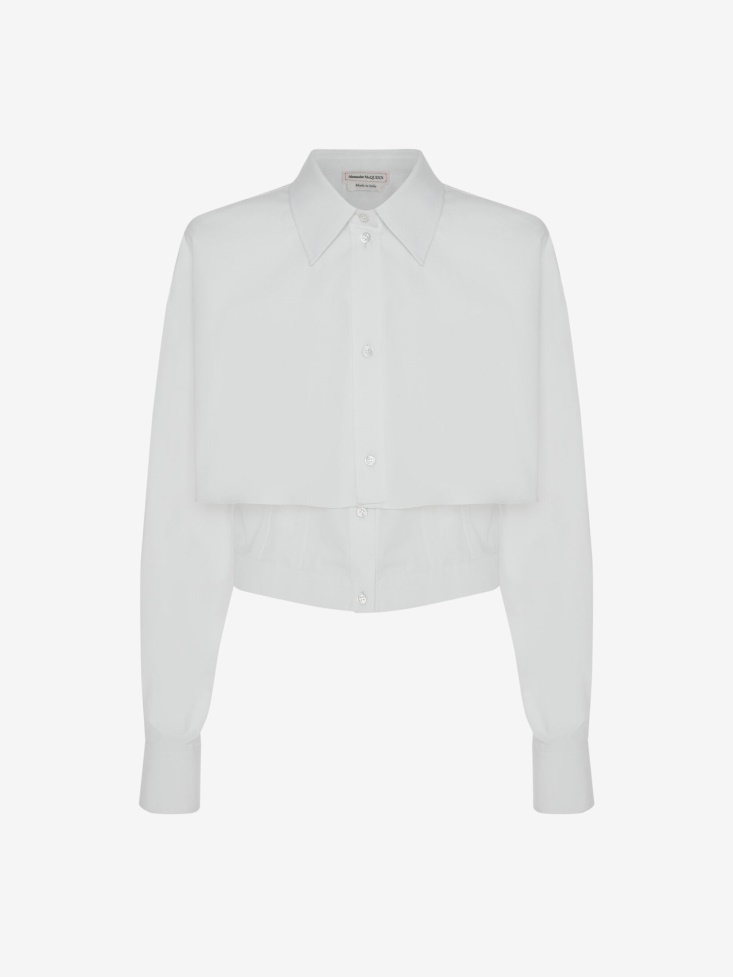 Women's Cotton Poplin Hybrid Bustier Shirt Optical White Fashion Alexander McQueen