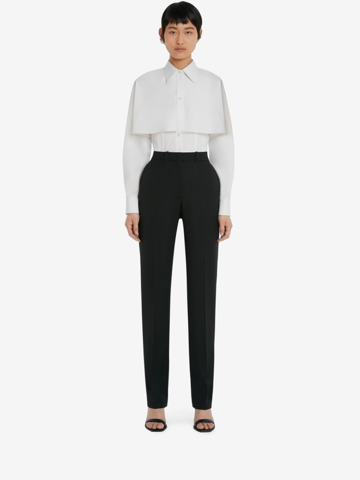 Women's Cotton Poplin Hybrid Bustier Shirt Optical White Fashion Alexander McQueen