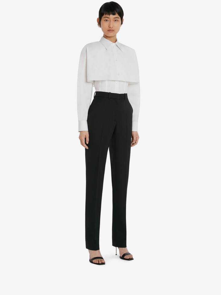 Women's Cotton Poplin Hybrid Bustier Shirt Optical White Fashion Alexander McQueen