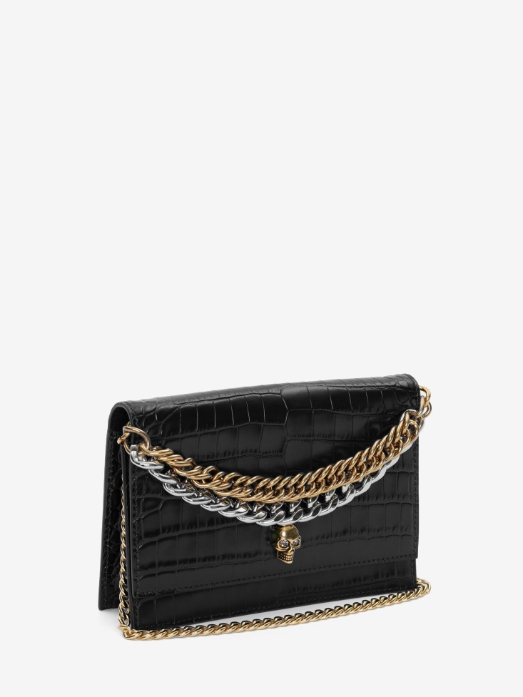 Black Fashion Alexander McQueen Women's Small Skull Bag With Chain