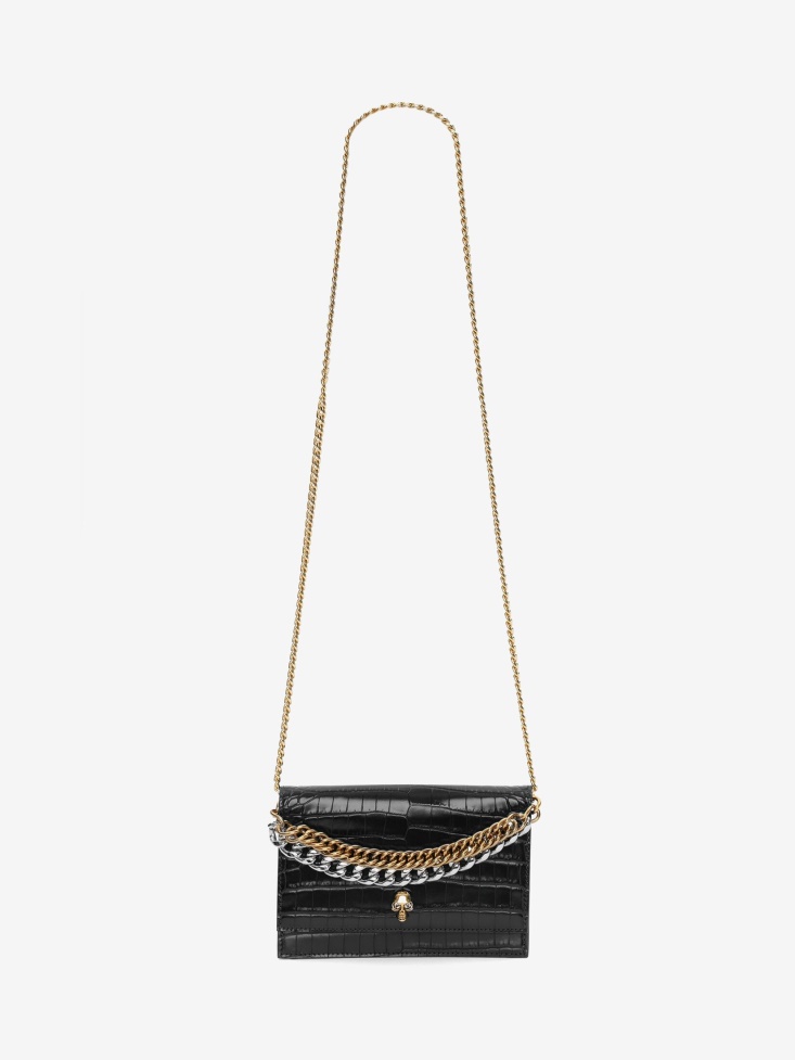 Black Fashion Alexander McQueen Women's Small Skull Bag With Chain