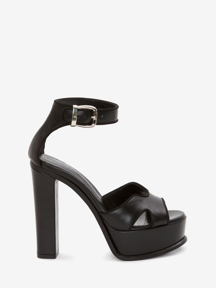 Women's Platform Butterfly Sandal Black/Silver Fashion Alexander McQueen