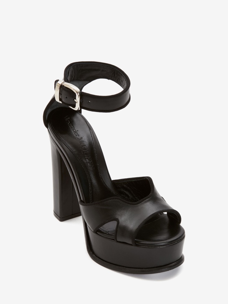 Women's Platform Butterfly Sandal Black/Silver Fashion Alexander McQueen