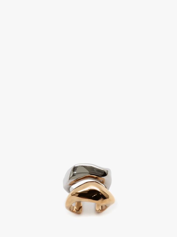 Antique Gold Women's Sculpted Cut Out Ring Fashion Alexander McQueen