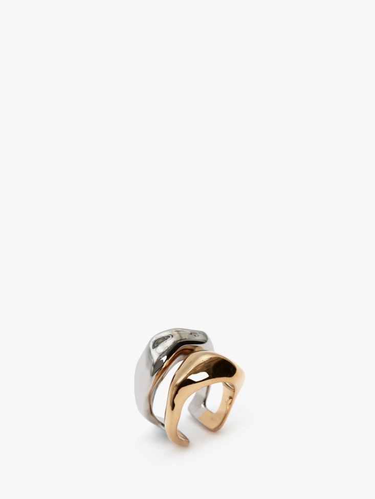 Antique Gold Women's Sculpted Cut Out Ring Fashion Alexander McQueen