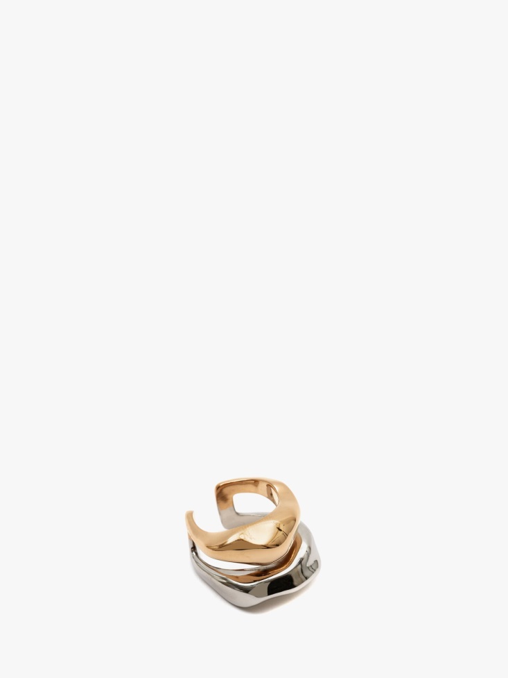 Antique Gold Women's Sculpted Cut Out Ring Fashion Alexander McQueen