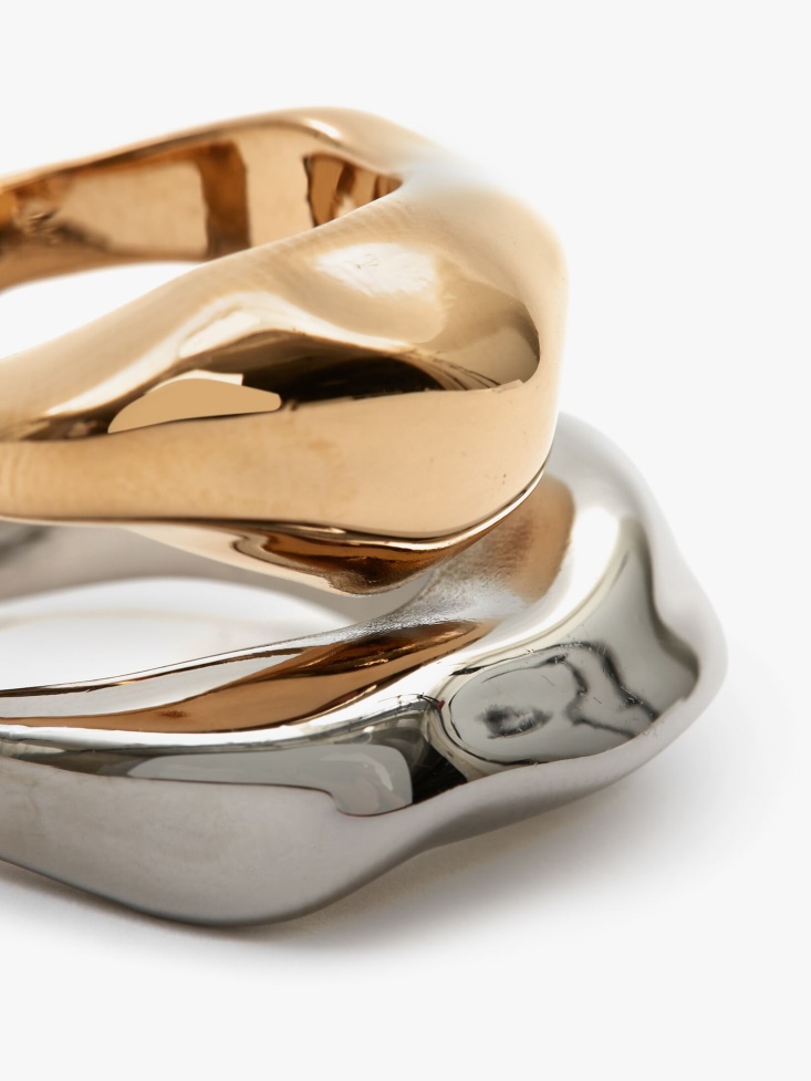 Antique Gold Women's Sculpted Cut Out Ring Fashion Alexander McQueen