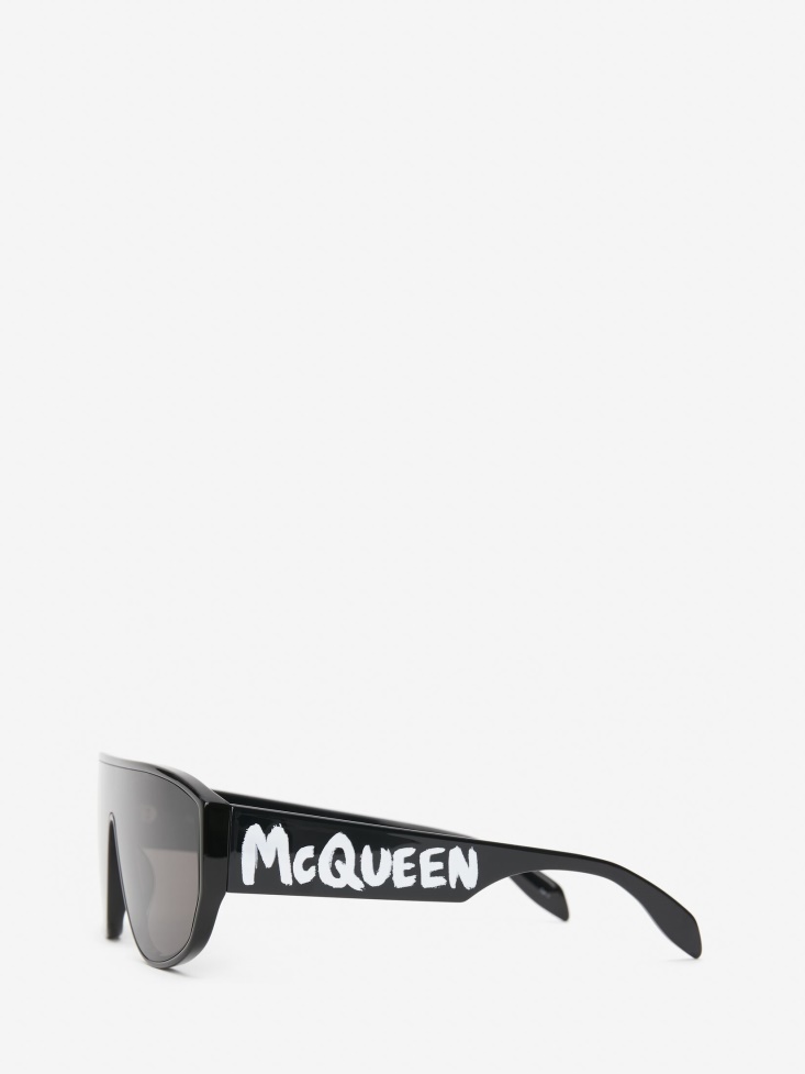 Black Fashion Alexander McQueen in Graffiti Mask Sunglasses