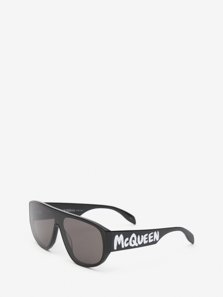 Black Fashion Alexander McQueen in Graffiti Mask Sunglasses