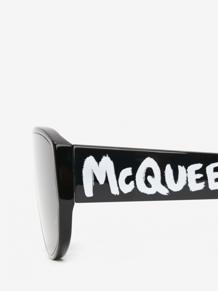 Black Fashion Alexander McQueen in Graffiti Mask Sunglasses