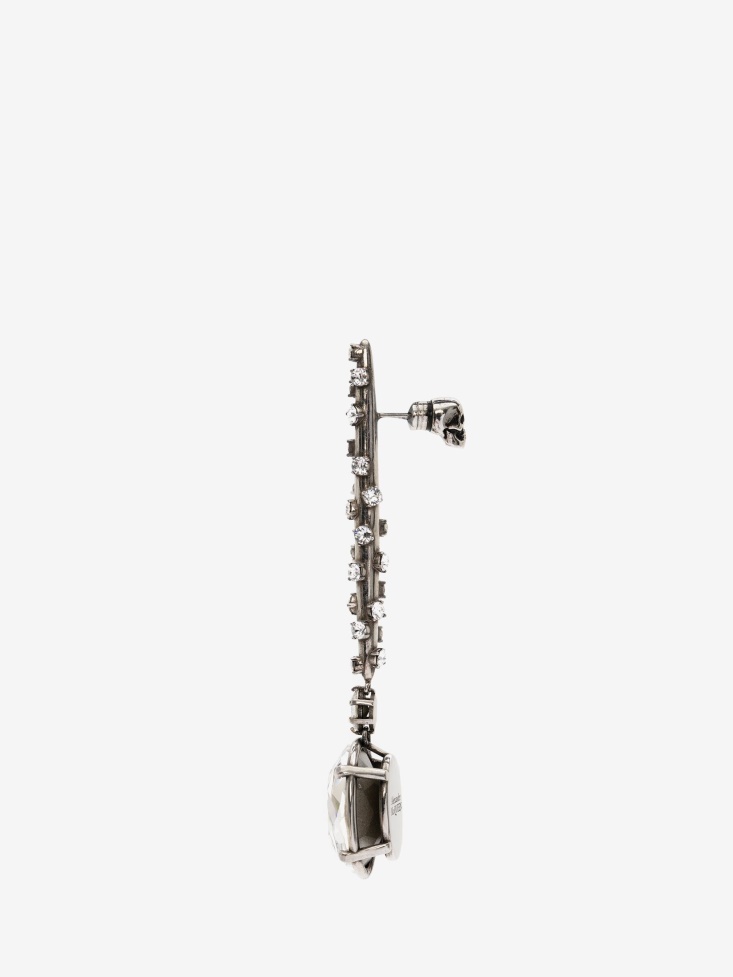 Fashion Alexander McQueen Antique Silver Women's Embellished Stick Earrings